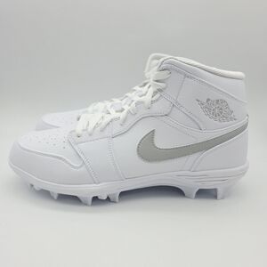 Jordan 1 TD Cleat Mid Grey Fog Football Cleats Men's Size 12 FJ6805-101